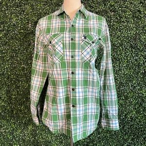 U.S Polo ASSN Green Plaid Button Up Dress Shirt Slim Fit Size S